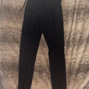 Black Lace-Up High-Waisted Leggings